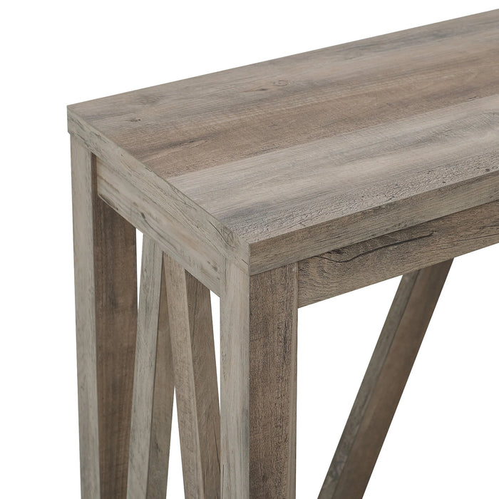 52" Rustic A-Frame Entryway Table with Open Shelf for Decor & Storage - Perfect Living Room Accent! - Grey Wash