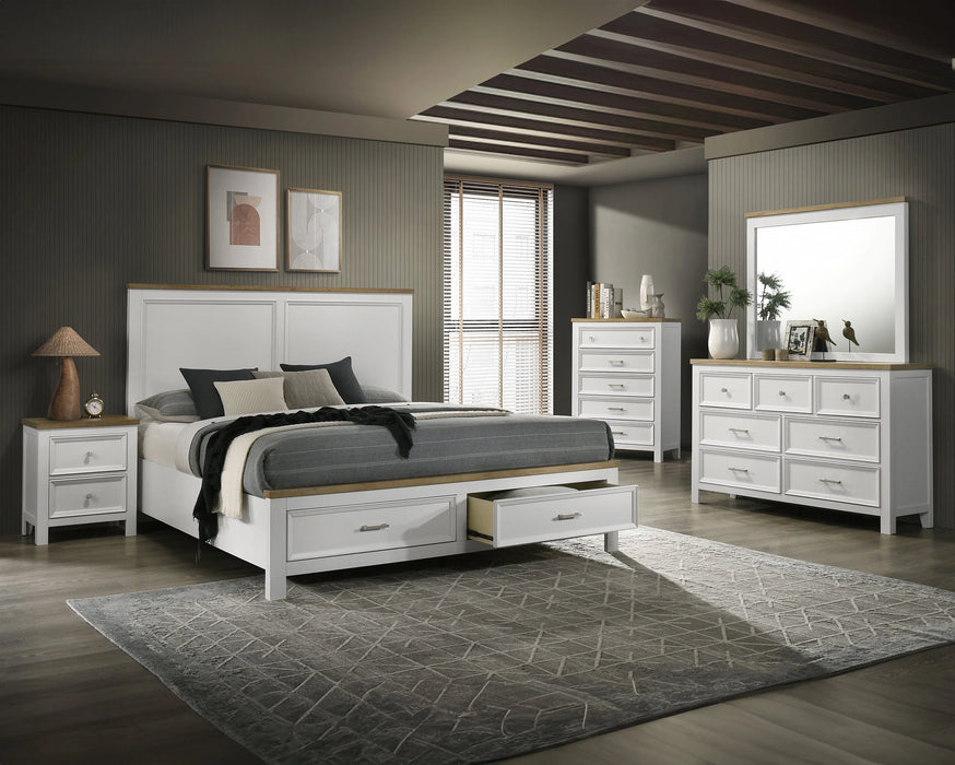 Brand new 5Pc Aston White Platform Storage Bedroom Set