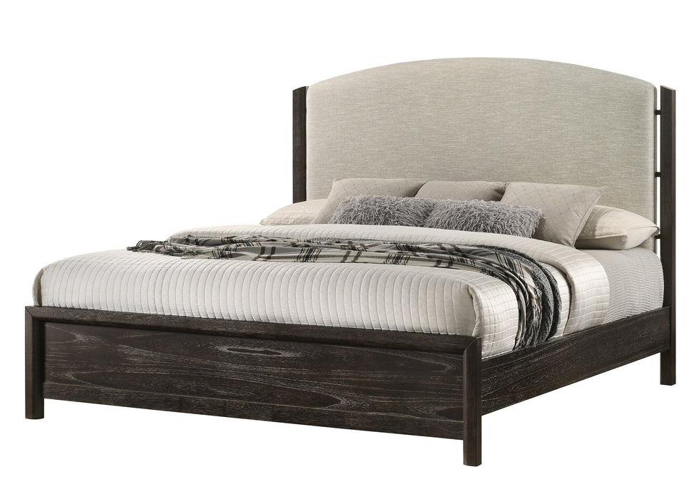 Ethel Dark Brown Upholstered King Bed
