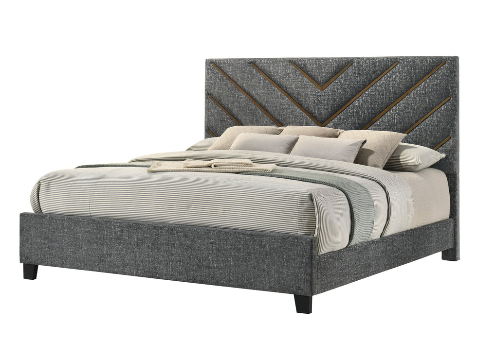 Zane Brown/Gray Upholstered King Bed