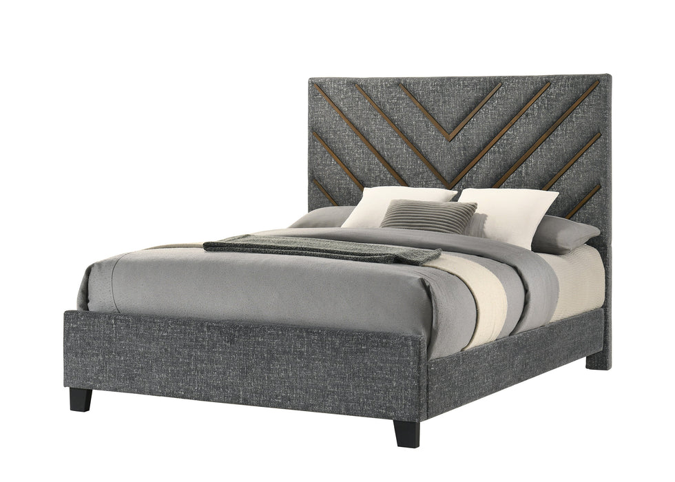 Zane Brown/Gray Upholstered Queen Bed
