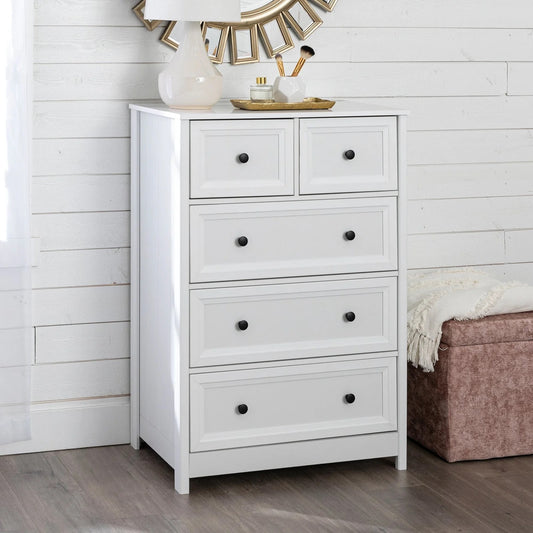 5 Drawer Dresser Chest, White