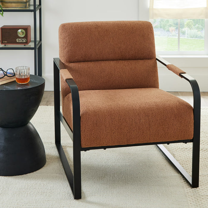 Accent Chair, Rust Boucle
