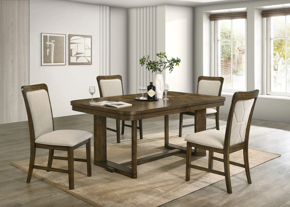 Broadmoor Beige/Brown Dining Set (table 4 chair and bench)