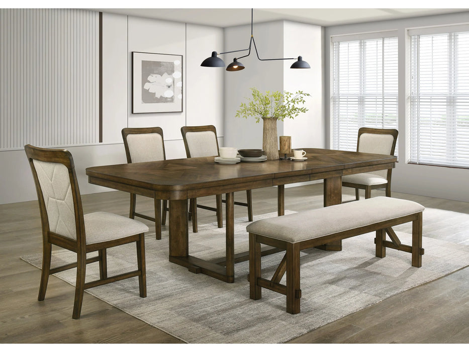 Broadmoor Beige/Brown Dining Set (table 4 chair and bench)