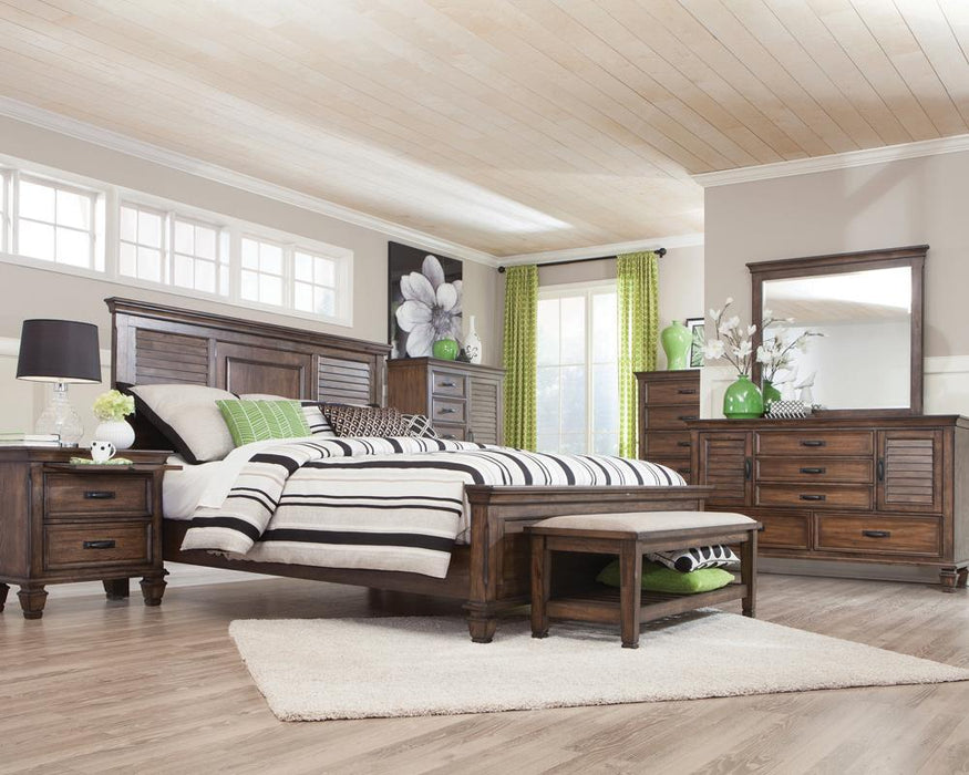 Franco Eastern King & Queen Panel Bed Antique White & Oak