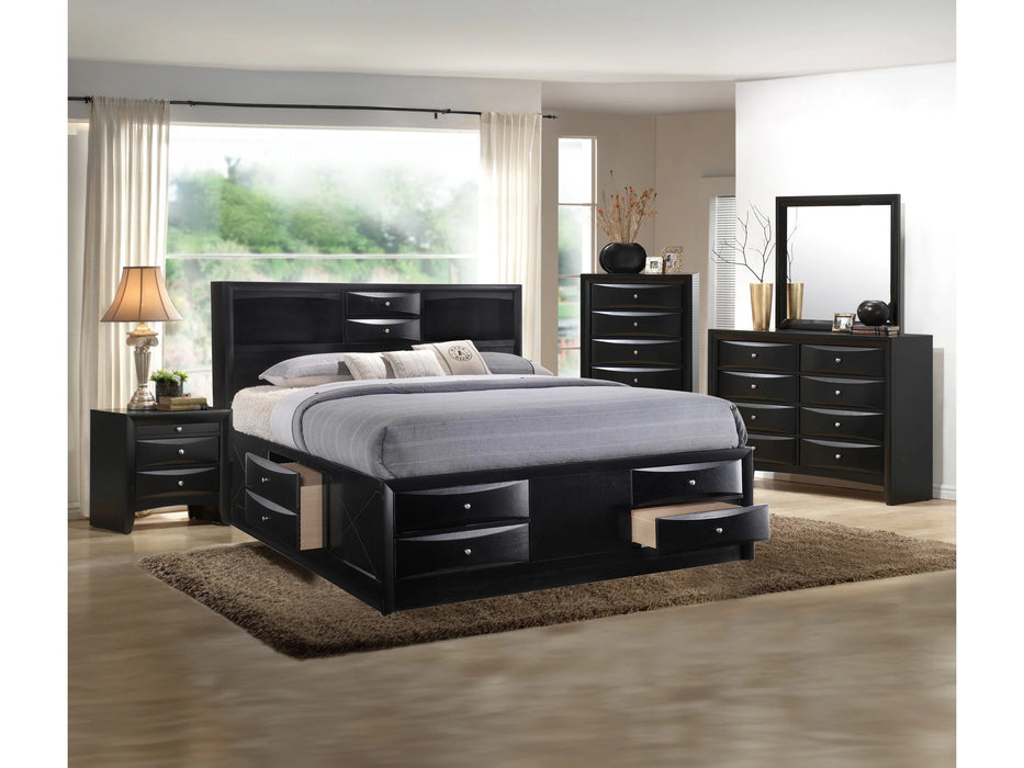 Brand new 5 Pc Emily Black Storage Platform Bedroom Set