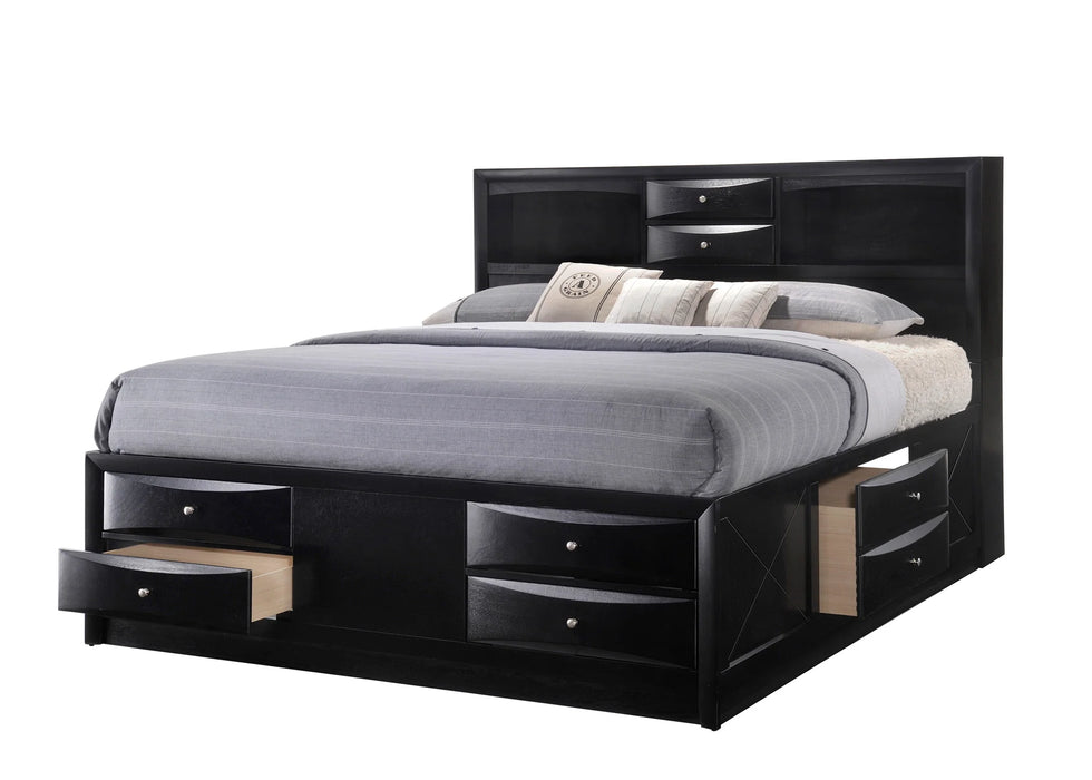 Brand new 5 Pc Emily Black Storage Platform Bedroom Set