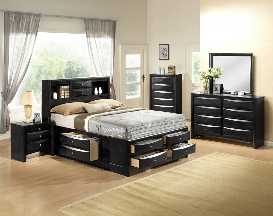 Brand new 5 Pc Emily Black Storage Platform Bedroom Set