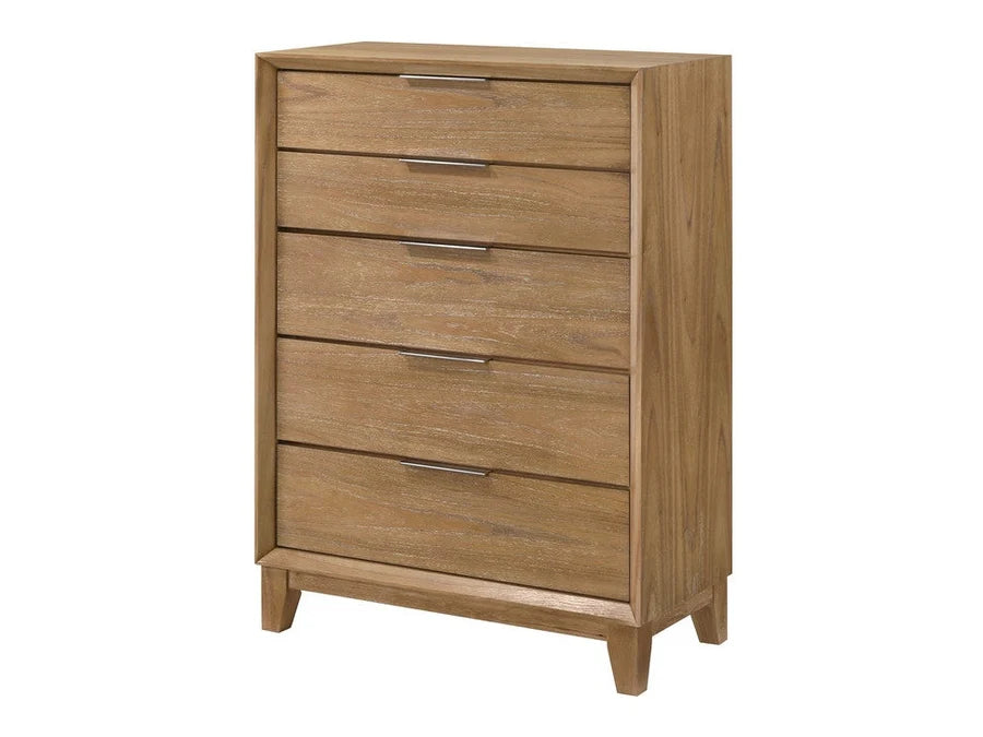Brand New 5Pc Florian Natural Upholstered Storage Platform Bedroom Set