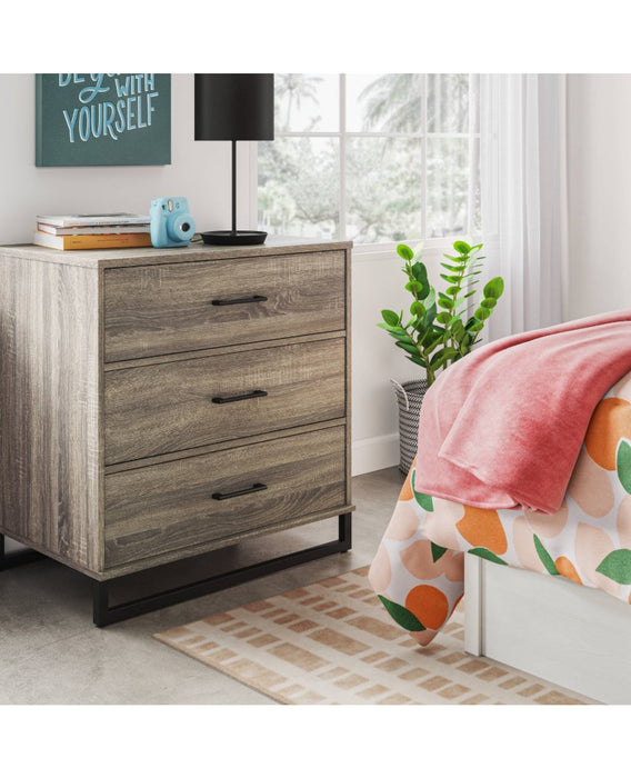 3 drawer dresser grey wood