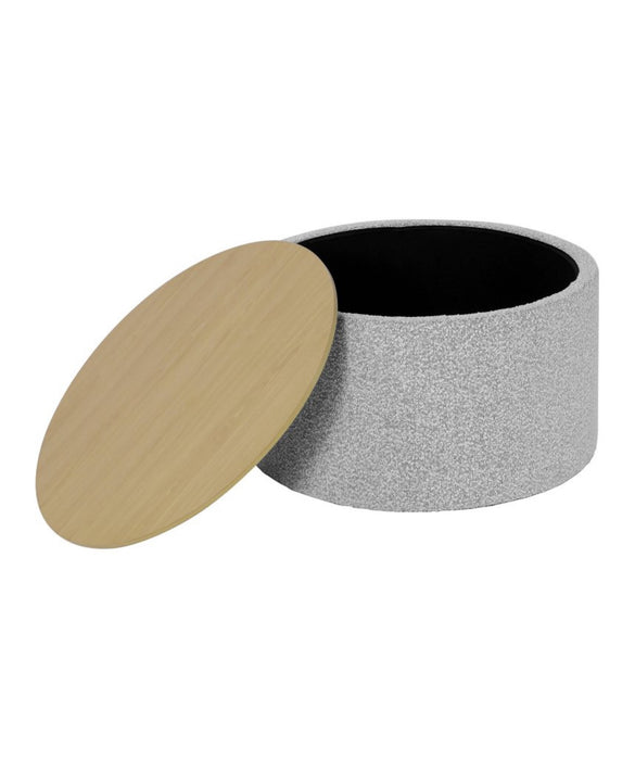 Storage Ottoman with Wood Top