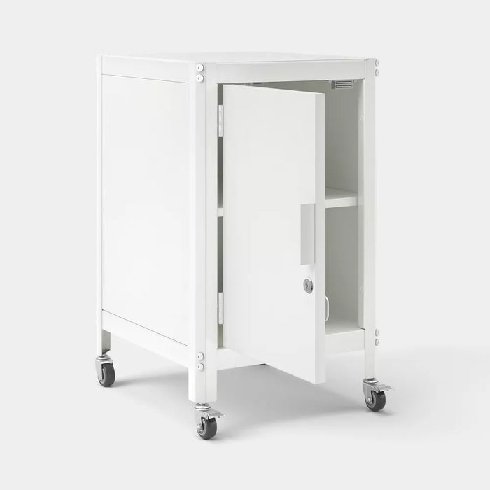 Dorm Metal Rolling Locker Storage Cabinet with Lock Chalk White