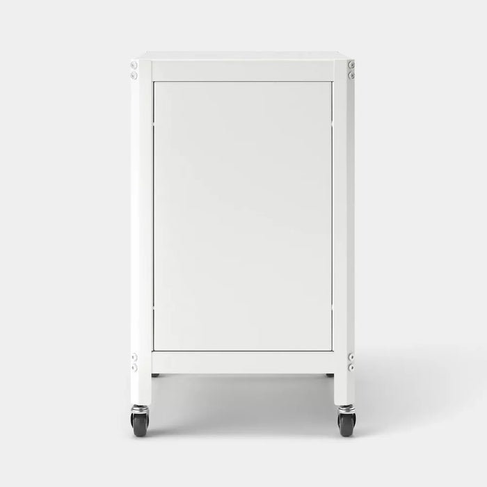 Dorm Metal Rolling Locker Storage Cabinet with Lock Chalk White