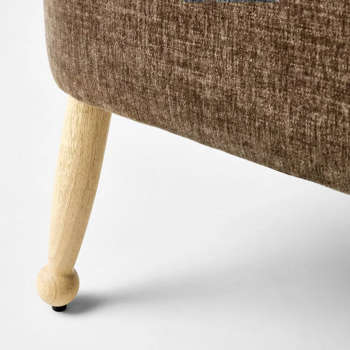 Corallina Upholstered Wooden Ottoman Natural Wood/Dark Brown