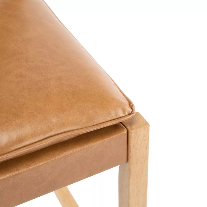 Set of 4Christopher Knight Home Audrey Contemporary Rubberwood Faux Leather Upholstered Barstools (Set of 4), Brown/Natural
