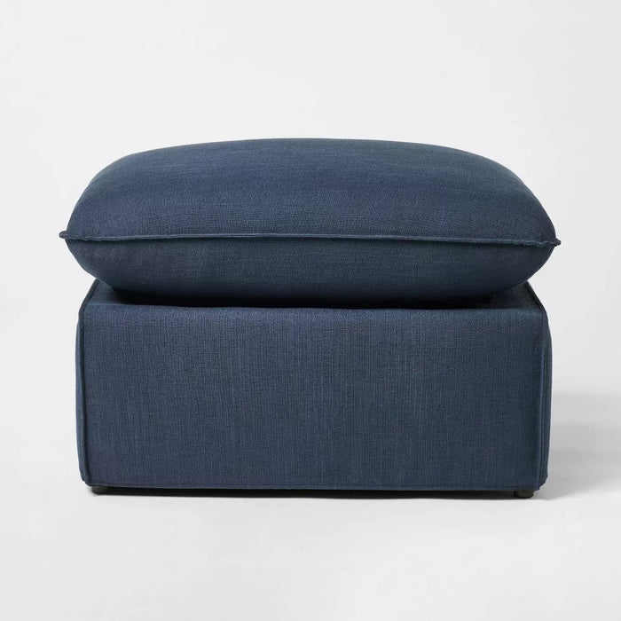 Padded Slipcover Ottoman Blue