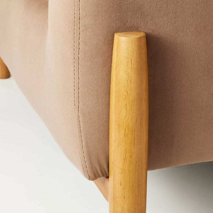 Elroy Accent Chair with Wooden Legs Brown Velvet