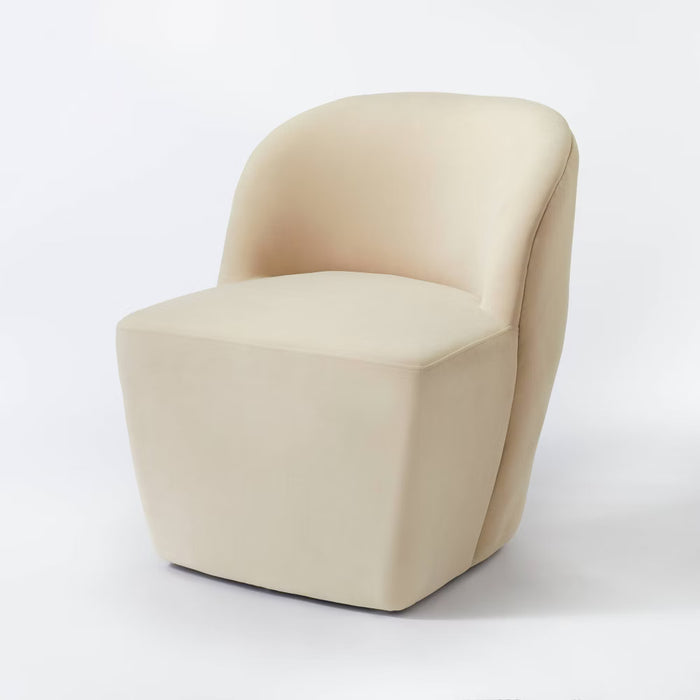 Pasadena Swivel Accent Chair Light Beige Velvet