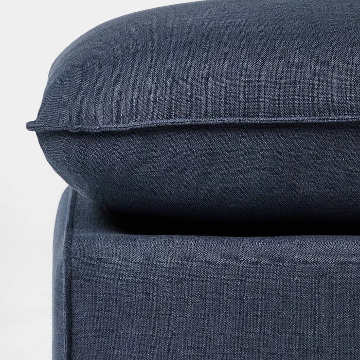 Padded Slipcover Ottoman Blue