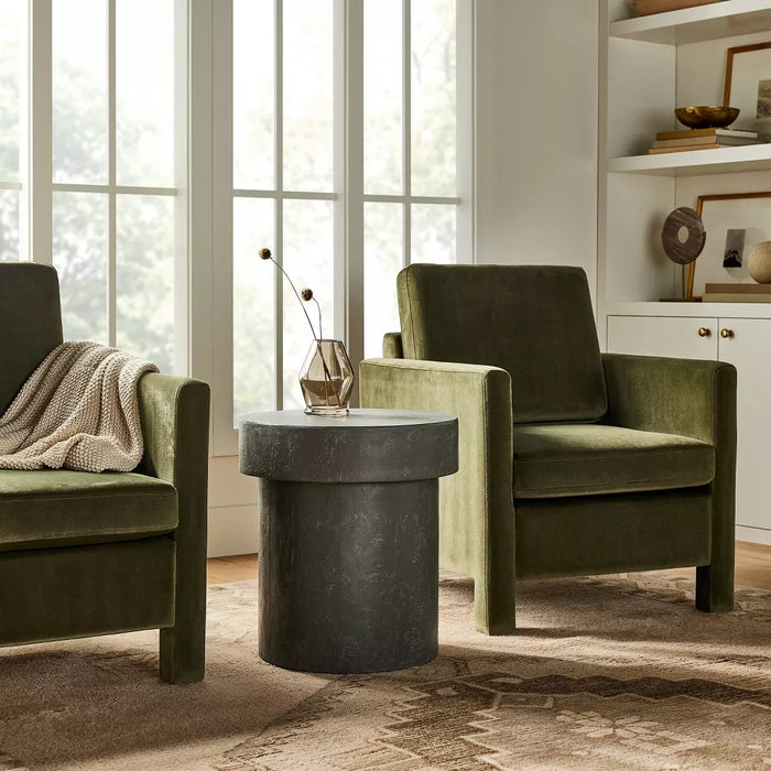 Bellfield Fully Upholstered Olive Accent Chair Green Velvet