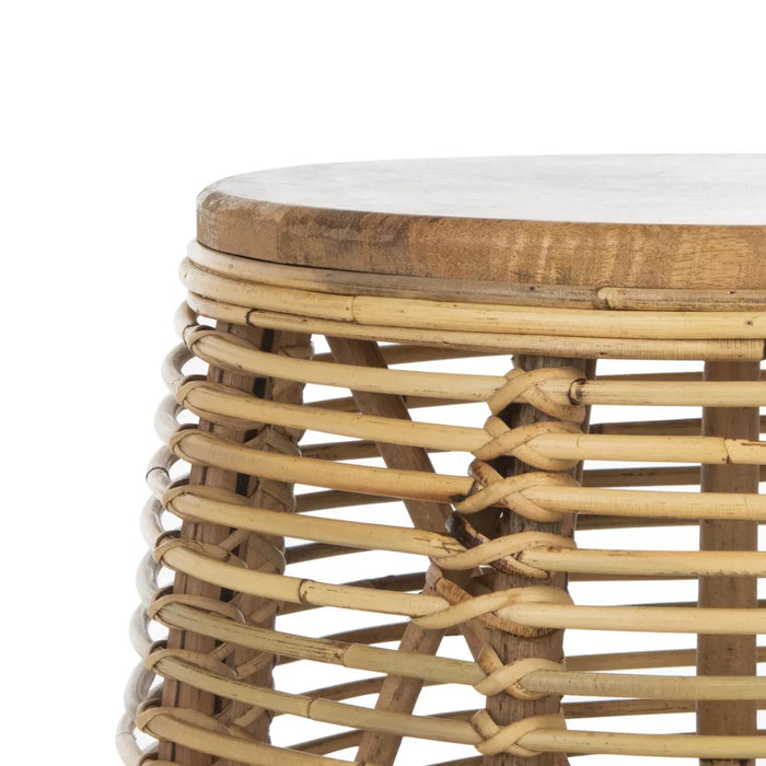 Maui Rattan Drum Stool Table