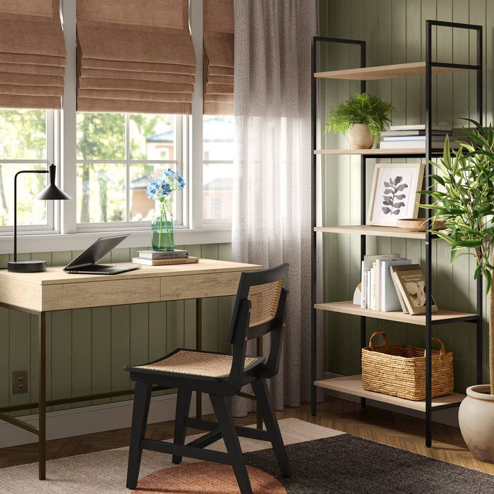 Loring Wood Writing Desk with Drawers and Charging Station