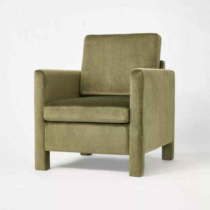 Bellfield Fully Upholstered Olive Accent Chair Green Velvet