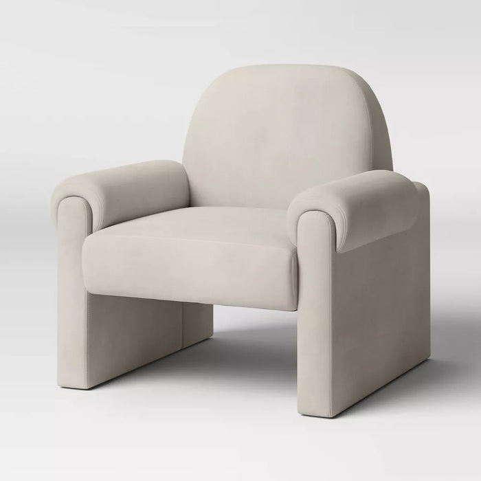 Sculptural Accent Chair Velvet Tan