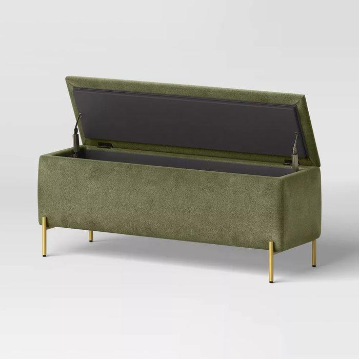 Upholstered Storage Bench Sage Green