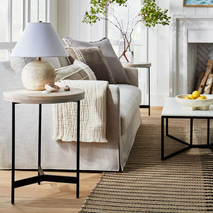 Villa Park Round Wooden End Table