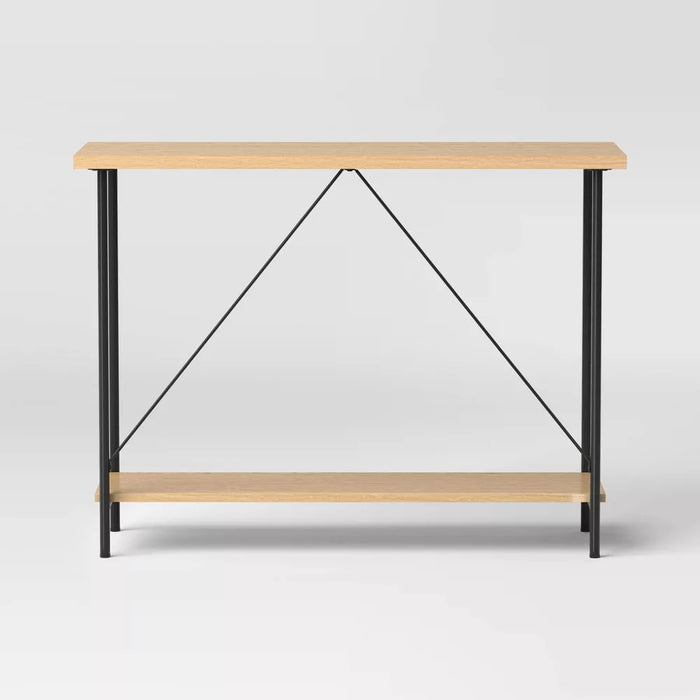 Wood and Metal Console Table Natural