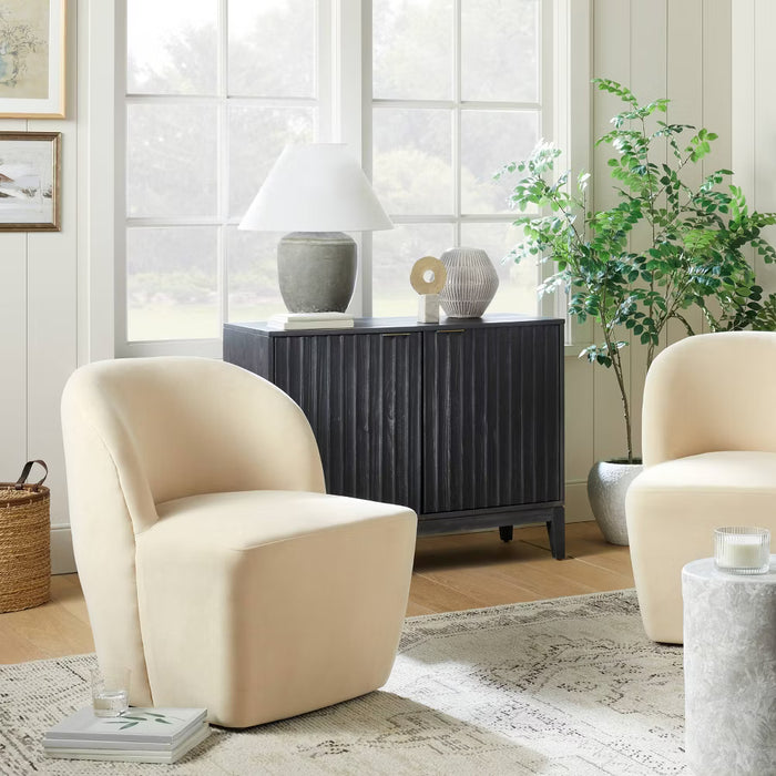 Pasadena Swivel Accent Chair Light Beige Velvet