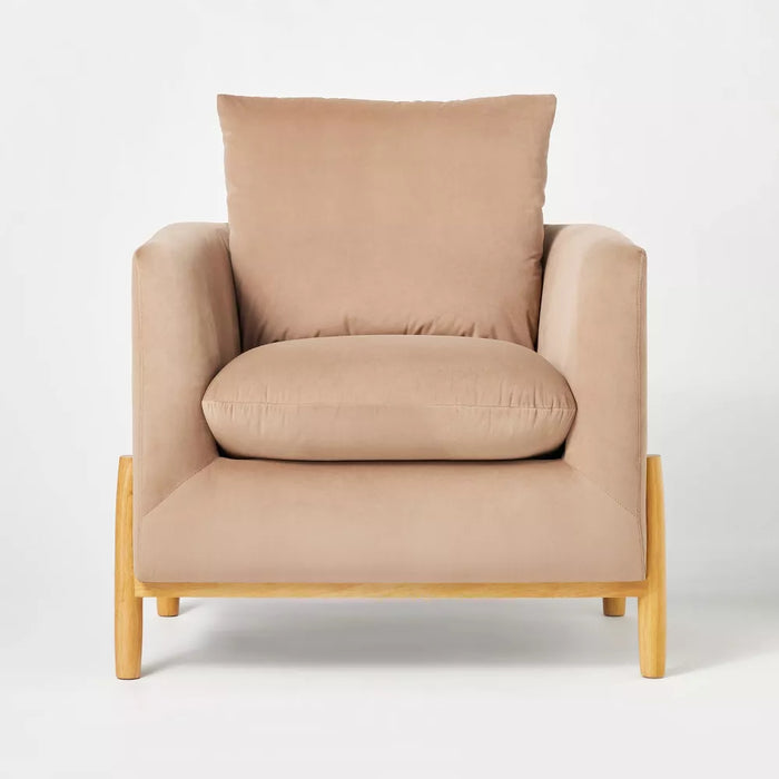 Elroy Accent Chair with Wooden Legs Brown Velvet
