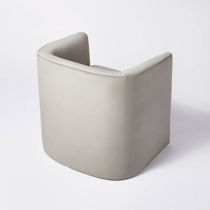 Vernon Upholstered Barrel Accent Chair, Grey Velvet