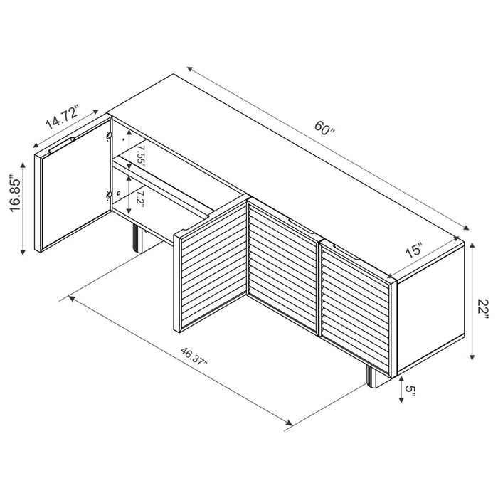 Fluted TV Stand Entertainment Center with Adjustable Shelves