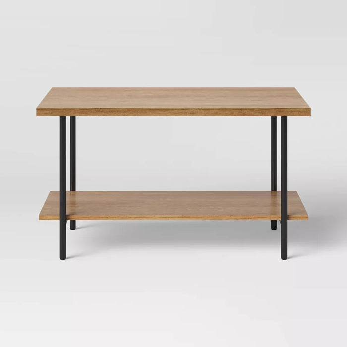 Wood and Metal Coffee Table with Storage Shelf