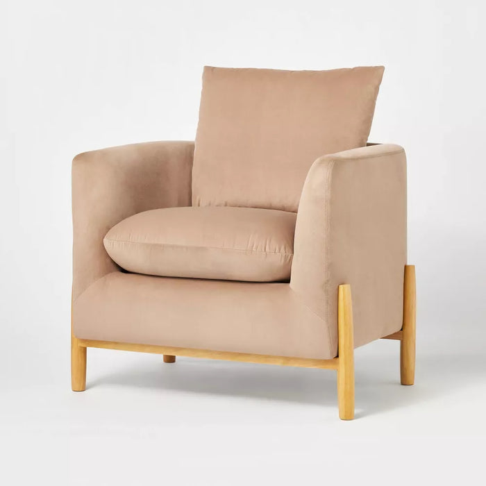 Elroy Accent Chair with Wooden Legs Brown Velvet