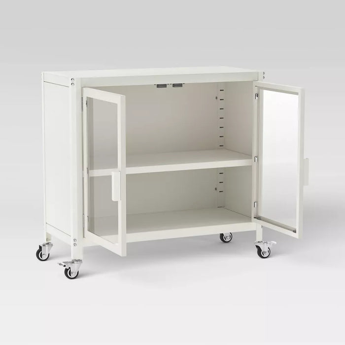 2 Door Metal Rolling Locker Storage Cabinet Chalk White