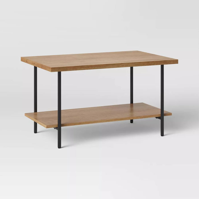 Wood and Metal Coffee Table with Storage Shelf