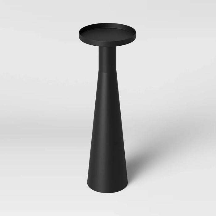 Alester Round Smooth Metal Drink Table Black - Luxury Glam Style, Iron Pedestal Base