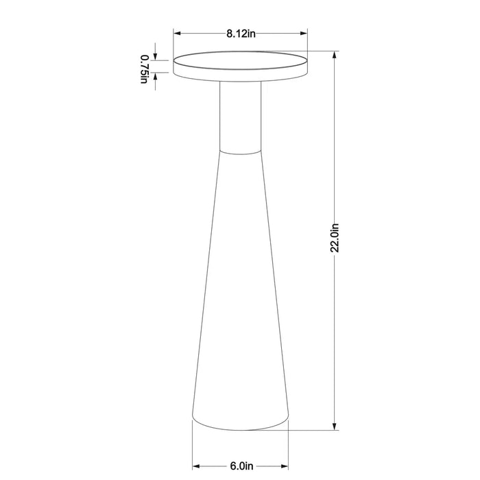 Alester Round Smooth Metal Drink Table Black - Luxury Glam Style, Iron Pedestal Base