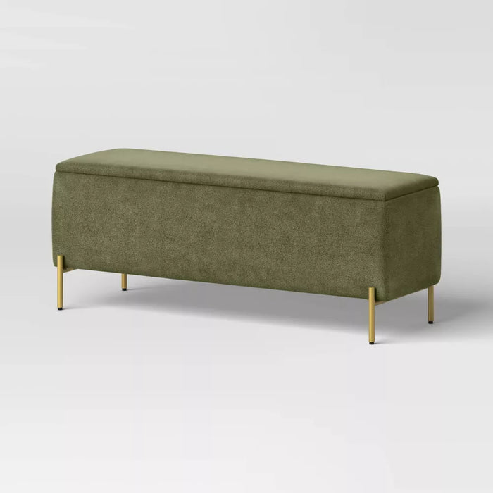 Upholstered Storage Bench Sage Green