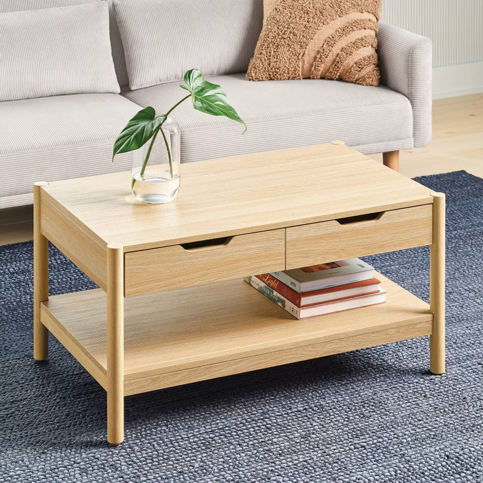 Scandi Coffee Tables Table With Drawers Natural