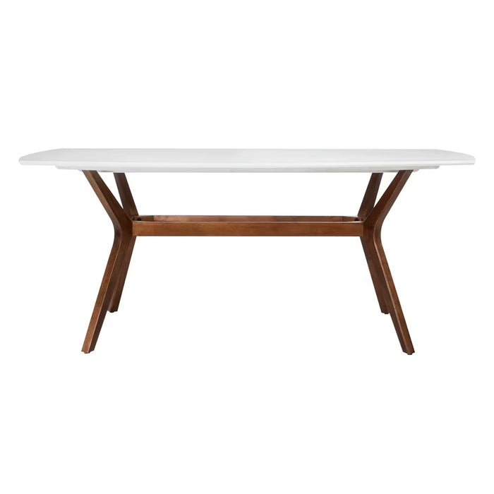 72" Emmond Mid Century Modern Dining Table White/Brown