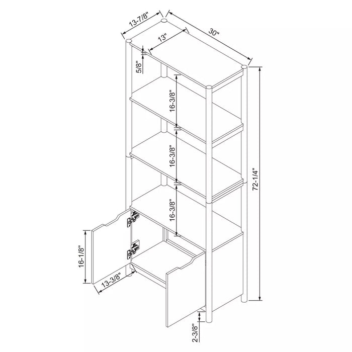 72.25" Scandi Bookcase with Three Shelves And Cabinet Storage Natural