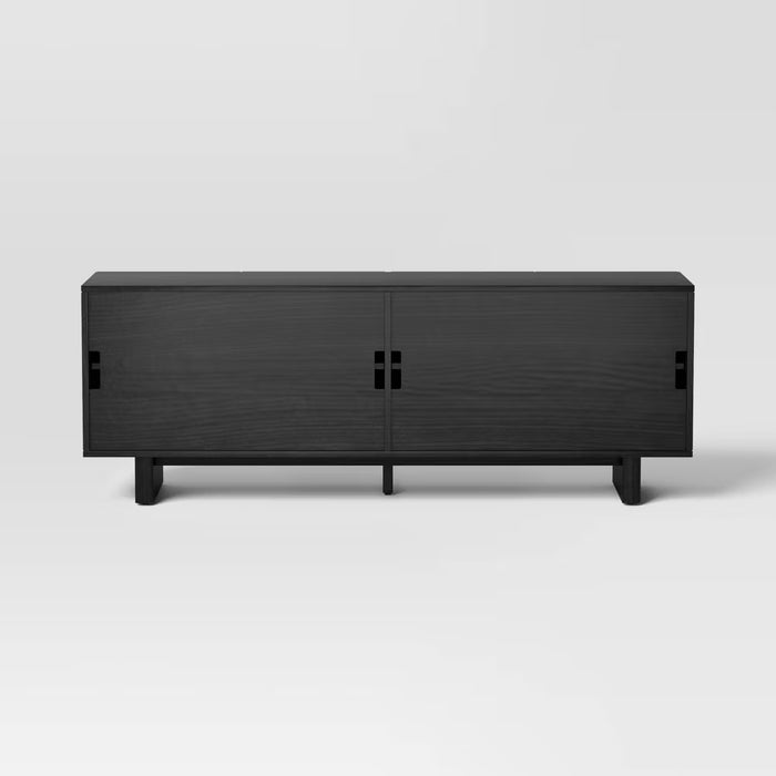 Fluted TV Stand Entertainment Center with Adjustable Shelves