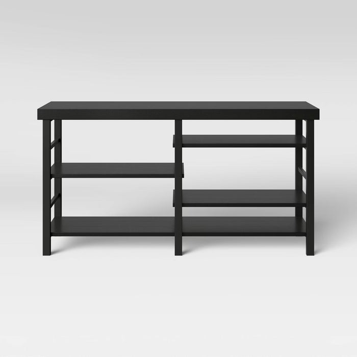 Adjustable Storage Dorm TV Stand for TVs up to 50" Black Wood Grain Finish