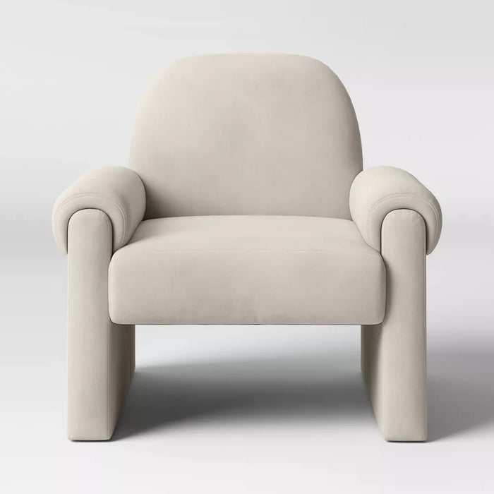 Sculptural Accent Chair Velvet Tan