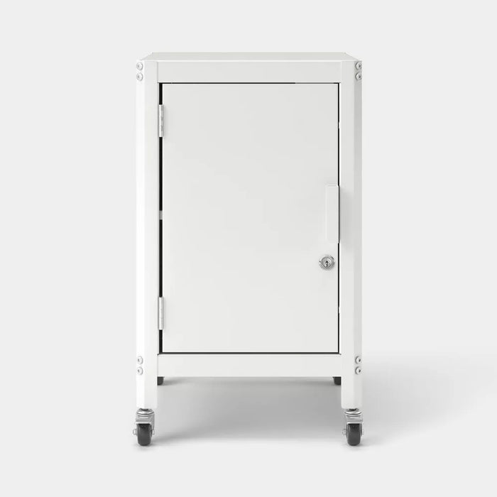 Dorm Metal Rolling Locker Storage Cabinet with Lock Chalk White